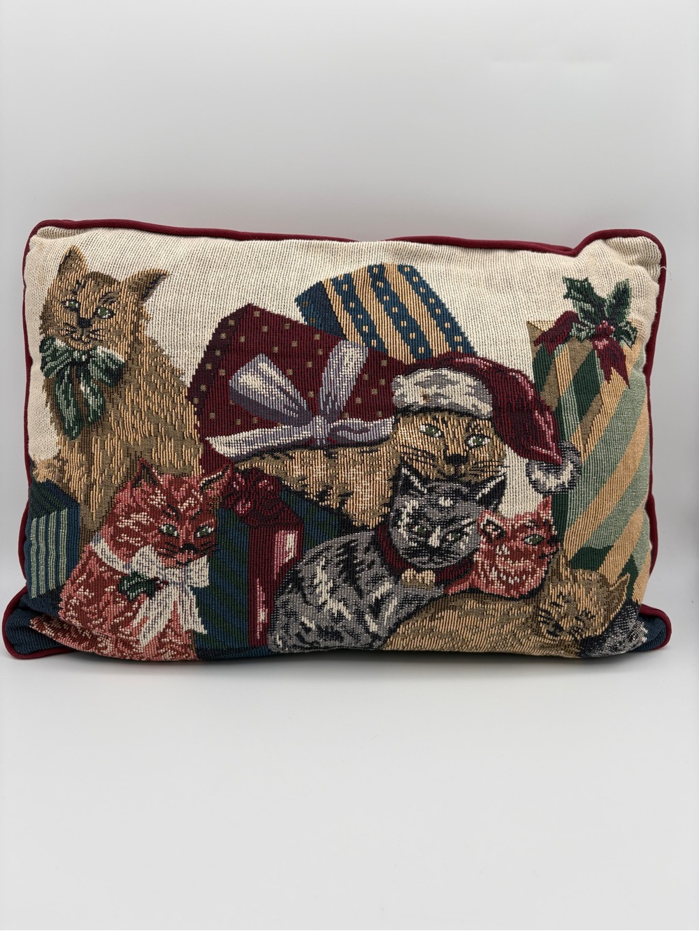 Cats Christmas Throw Pillow Tapestry Look Rectangular